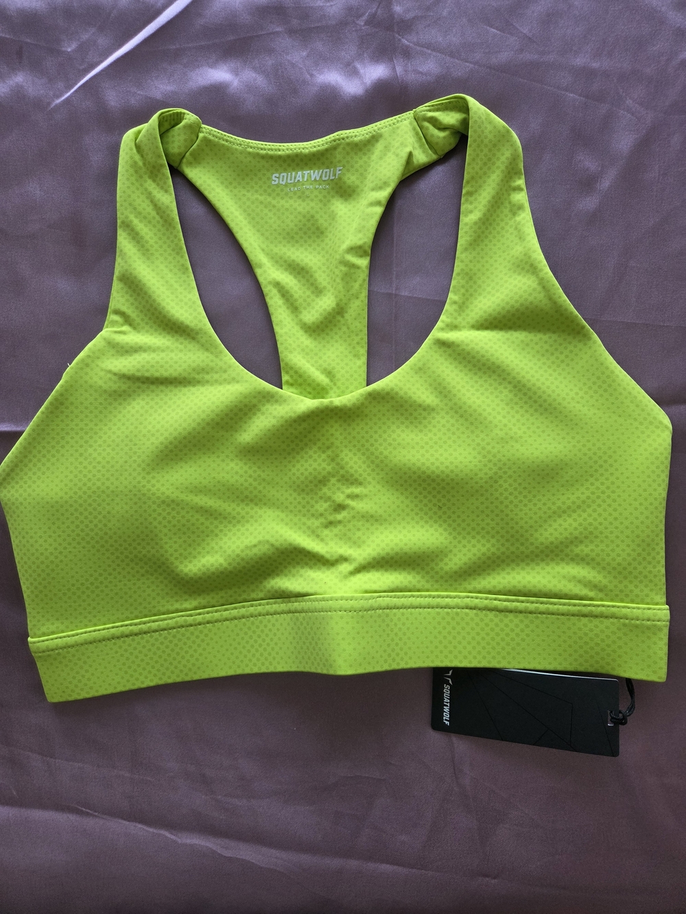 Squatwolf Gym Workout Scoop Neck Racerback Sport Bra Neon Lime NWT Size L